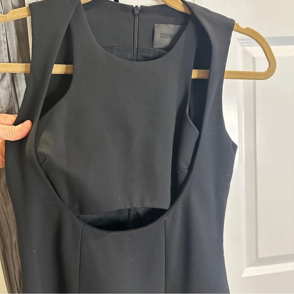 Black Fitted Stretch Midi Dress Cut Out Modern Sexy Sleeveless 4 6 Small NWOT - Picture 9 of 11